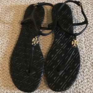Tory Burch Black Marion Quilted Leather Sandals
